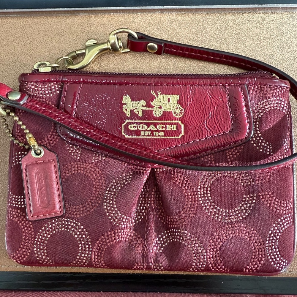 Coach deep red Wristlet Bag
